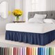 thumbnail image 1 of Xiao Hua Falda de cama, 1 pieza, azul oscuro, elástica, tamaño king, volante para cama king, faldón de cama king, 38 cm de largo – Cubre perfectamente la base de la cama y decora el dormitorio., 1 of 1
