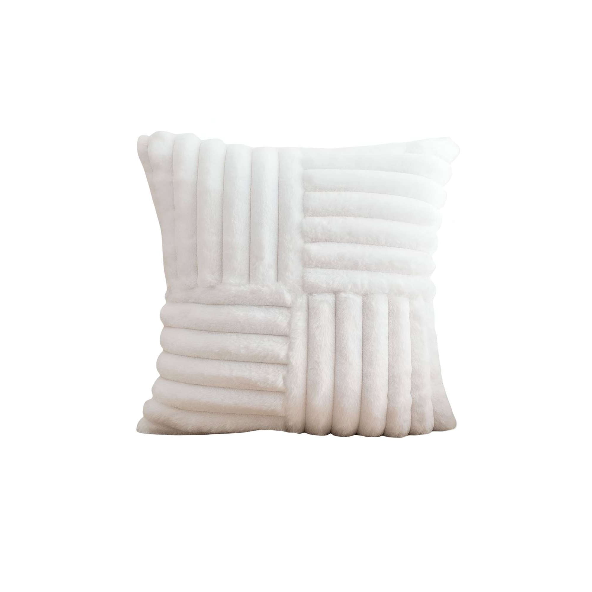 Genérico - Juego De 2 Fundas Peluda Empalmada Blanco