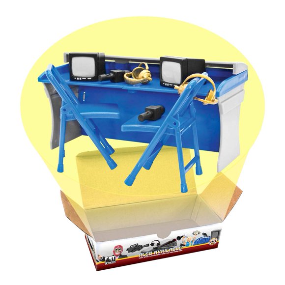 Set de mesa con figuras de comentarista Toy Company, azul y gris