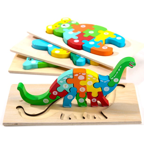Puzles de madera para niños pequeños Montessori Mama, paquete de 4 niños de 2 a 4 años