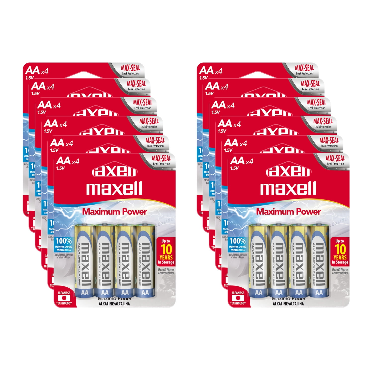 Pack 48 Pilas Alcalinas Maxell Aa Blister 4 Uds.