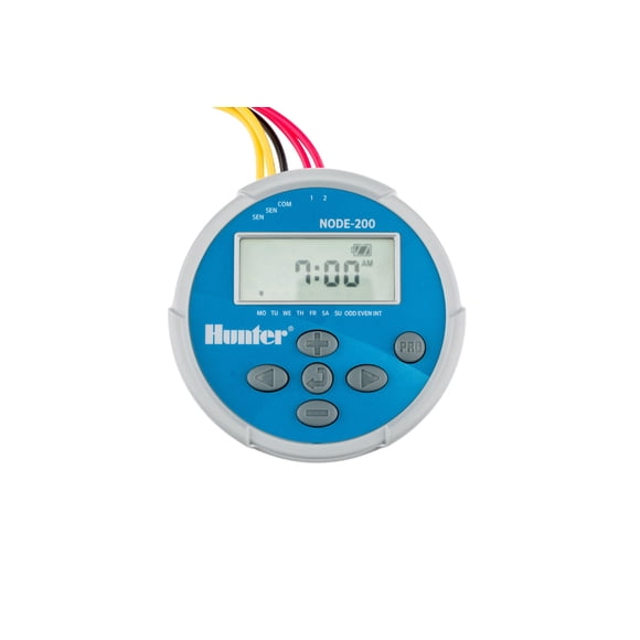 Temporizador de riego Hunter NODE-200 de 2 zonas resistente al agua