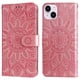 thumbnail image 5 of Funda tipo cartera FOXDOCK para iPhone 15 Plus , diseño girasol en relieve, cuero PU, cierre magnético, soporte y tarjetero, 5 of 5