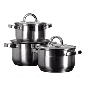 Genérico - Set De Ollas De 6 Piezas, Acero Inoxidable, Asa Ergonómica, 5.0