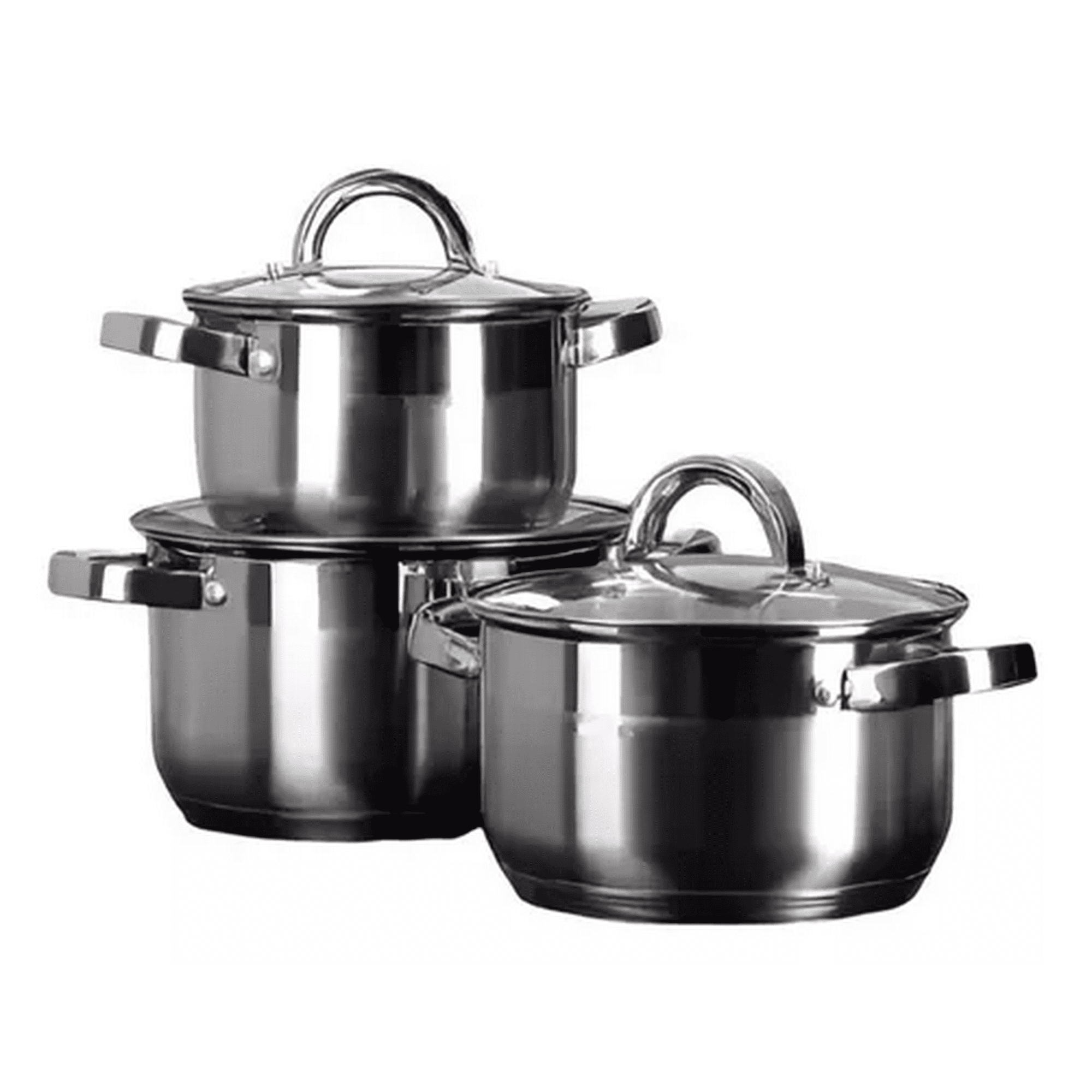 Genérico - Set De Ollas De 6 Piezas, Acero Inoxidable, Asa Ergonómica, 5.0