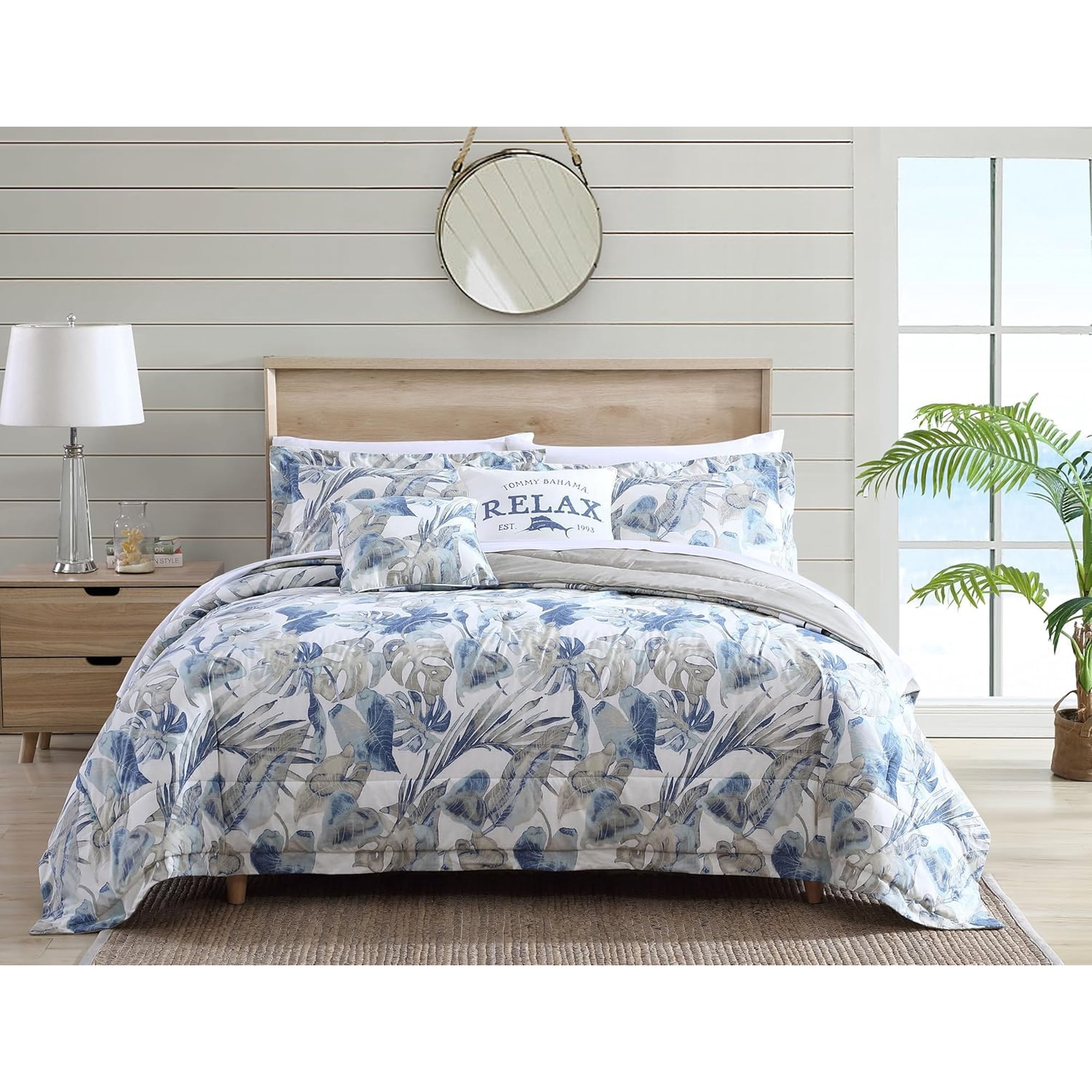Set De Edredón Tommy Bahama King Reversible De Algodón Azul