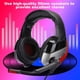 thumbnail image 4 of Auriculares para juegos, auriculares de computadora con cable luminoso, diseño ergonómico, cancelación de ruido, para PS4 (negro y rojo), 4 of 7