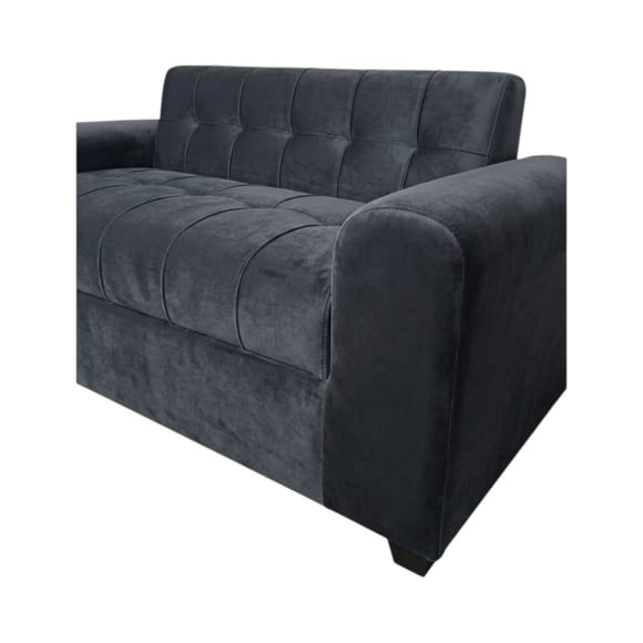 Sofa Tres Cuerpos Brazo Redondo Felpa Gris Oscuro