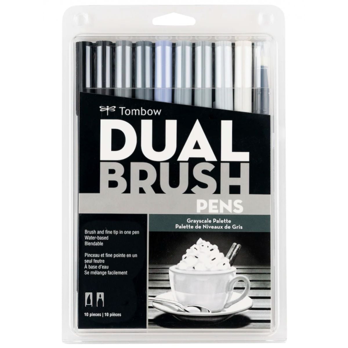 Set Marcadores Tombow Dual Brush Escala De Grises 10 Colores
