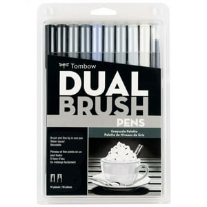 Set Marcadores Tombow Dual Brush Escala De Grises 10 Colores