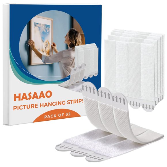 Tiras para colgar cuadros HASAAO, resistentes, 64 tiras