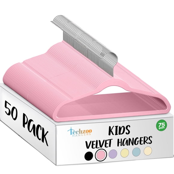 Perchas 50 Premium 14 De Terciopelo Para Niños Antideslizantes Color Rosa
