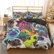 thumbnail image 1 of v22 Bed Sheets Cute Animal Bedding Set Cartoon Pug Dog Duvet Cover Sets Kids Comforter Cover Queen King Twin Single Size Polyester Quilt Cover 3-Piece Bedding Set (1 Duvet Cover + 2 Pillow Shams) Bed, 1 of 5
