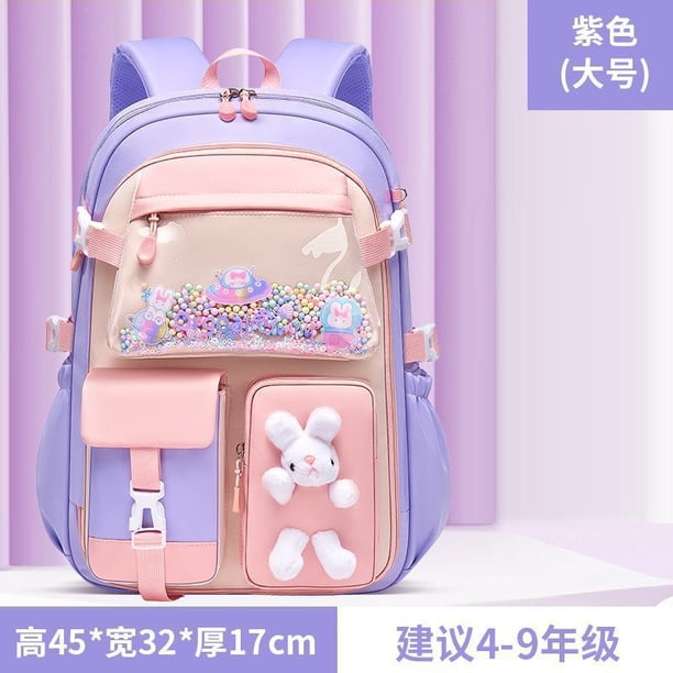 Large Capacity Rabbit Students Design School Bags For Primary Waterproof Grades 1-6 Fridge Door Opening Back Protection