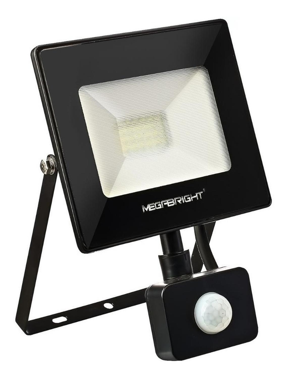 Foco Led Proyector Con Sensor De Movimiento 10W Megabright Negro