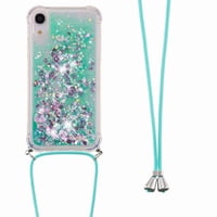 Funda Foxdock Para Iphone Xr Con Cuerda Ajustable, Brillo Líquido, Protección Antigolpes Y Lente – Ideal Para Regalo