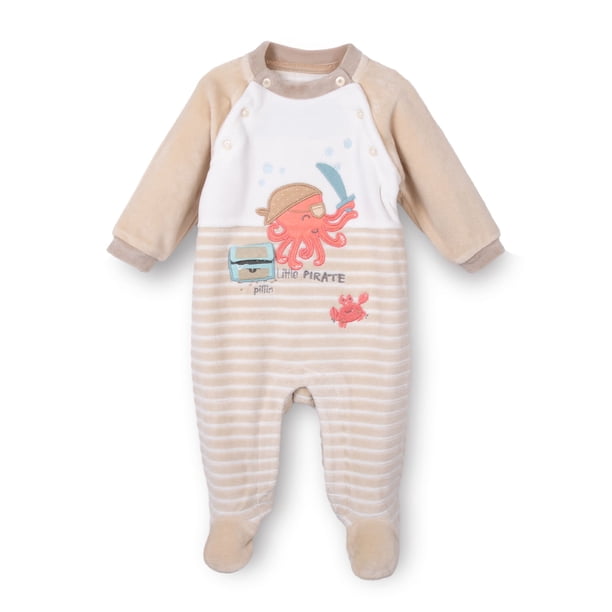 Osito Plush Recién Nacido Niño Bordado Pulpo Pirata Beige Pillin