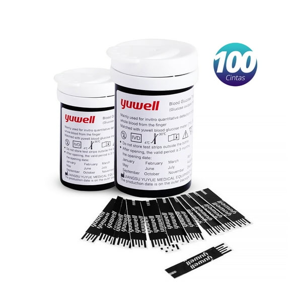 YUWELL | Cintas Tiras Reactivas para Glucometro Yuwell 582 | 100 Unidades