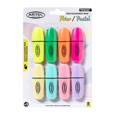 Destacador Mini Pastel + Fluor 8 Unidade  Artel