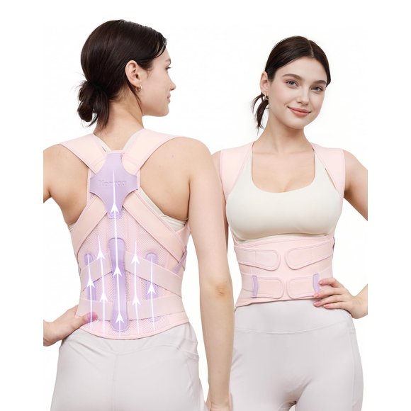 Corrector de postura pluclike rosa talla pequeña – soporte lumbar