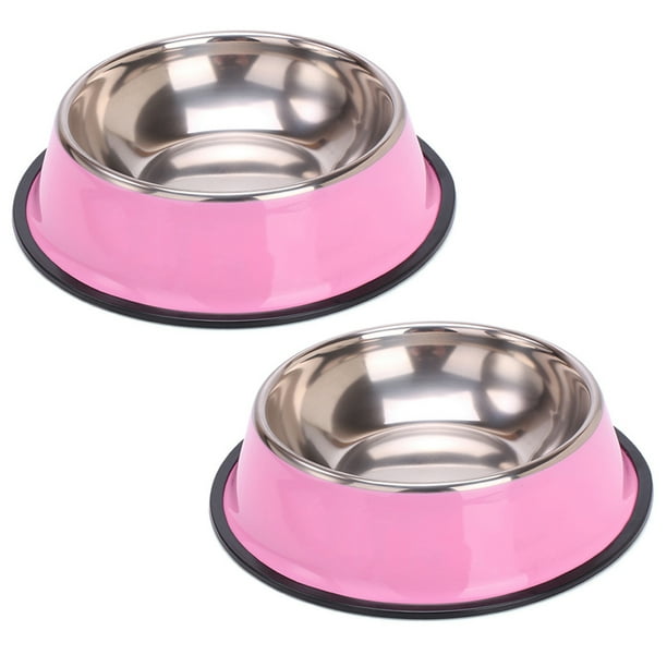 Cuencos de acero inoxidable para perros, antideslizantes, apilables, para comida y agua (paquete de 2)
