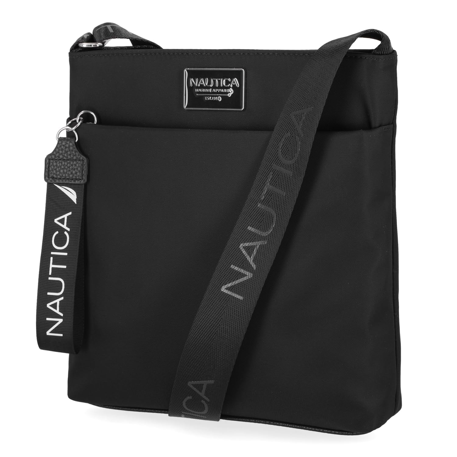 Bandolera Nautica Diver De Nylon Pequeña Negra Para Mujer