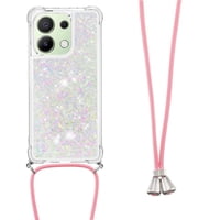 Funda Foxdock Para Xiaomi Redmi Note 13 4G Con Cuerda Ajustable, Brillo Líquido, Protección Antigolpes Y Lente – Ideal Para Regalo