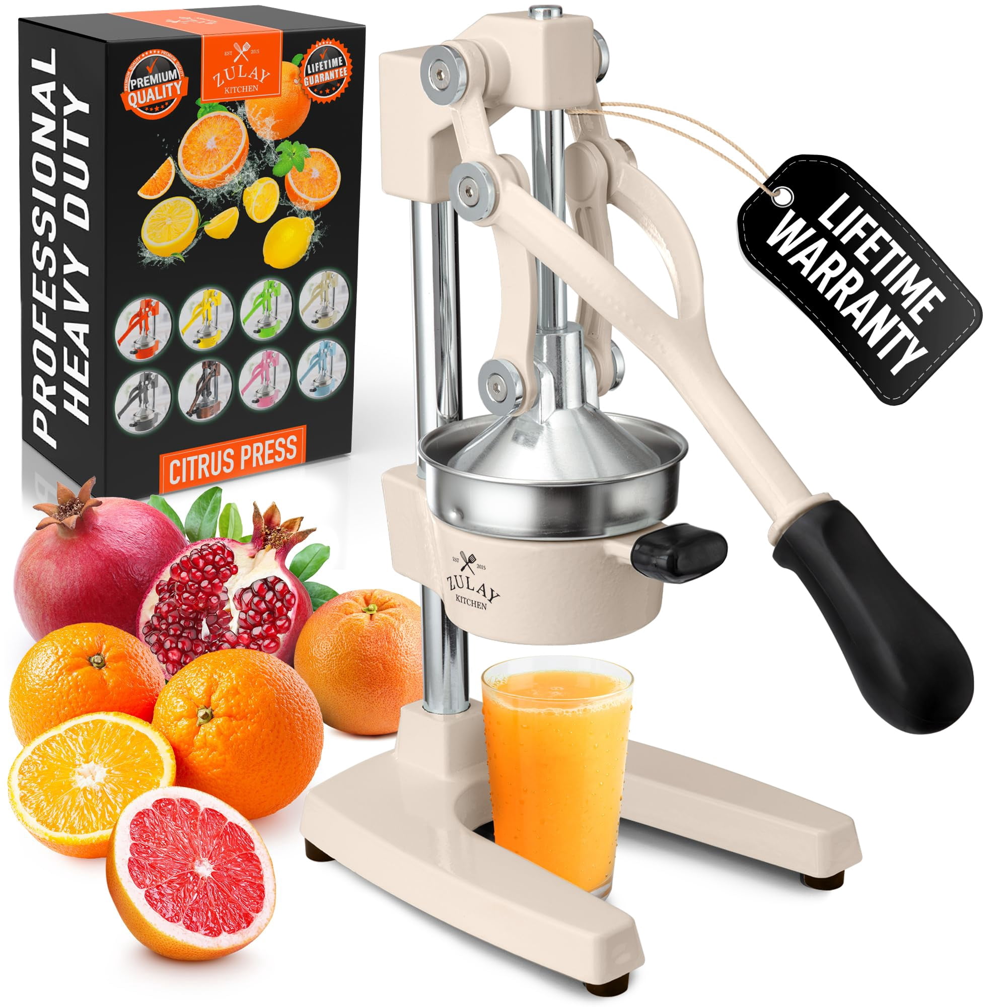 Exprimidor Manual De Cítricos De Hierro Fundido Zulay Kitchen, Color Crema