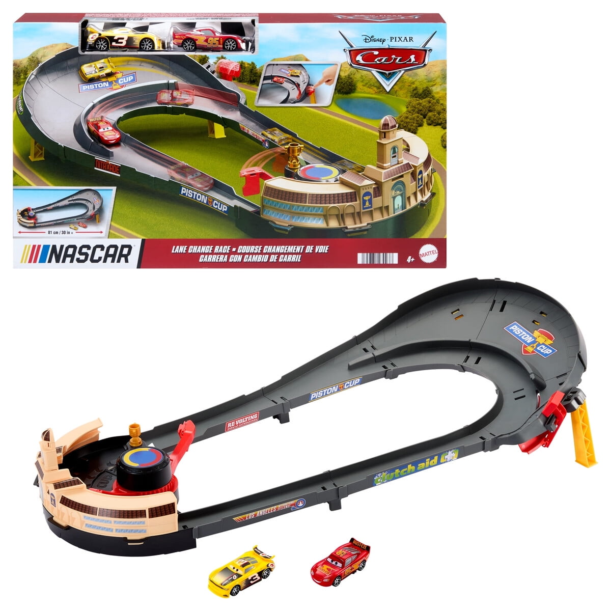 Mattel - Pista Disney Pixar Cars Nascar Lane Change Race 2 Autos
