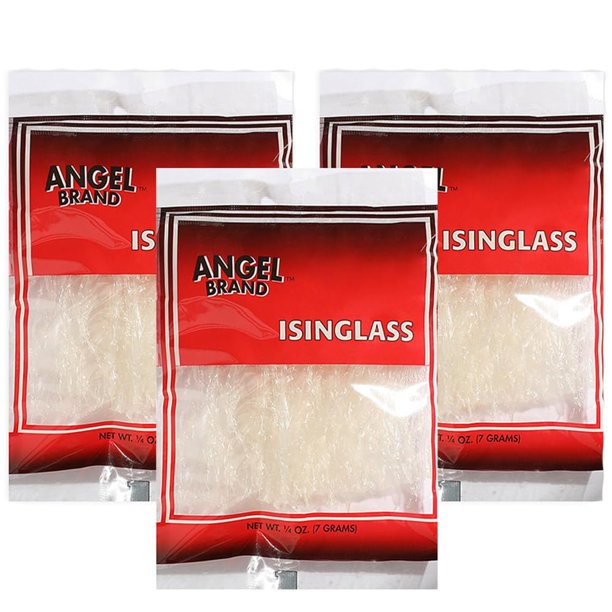 Angel Brand Isinglass 0,25 oz (7 ml) paquete de 3 sobres – Proveniente de algas del Mar Rojo – Agar‑agar, usado principalmente como agente espesante en sopas, gelatinas, natillas y helados