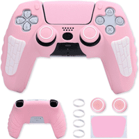 Genérico - Funda Para Controlador De Playstation 5, Funda De Silicona Antideslizante Para El Mando De Ps5 Con Tapones Para El Pulgar, Protectores Para El Joystick Y Adhesivo Envolvente Para La Funda-Rosa