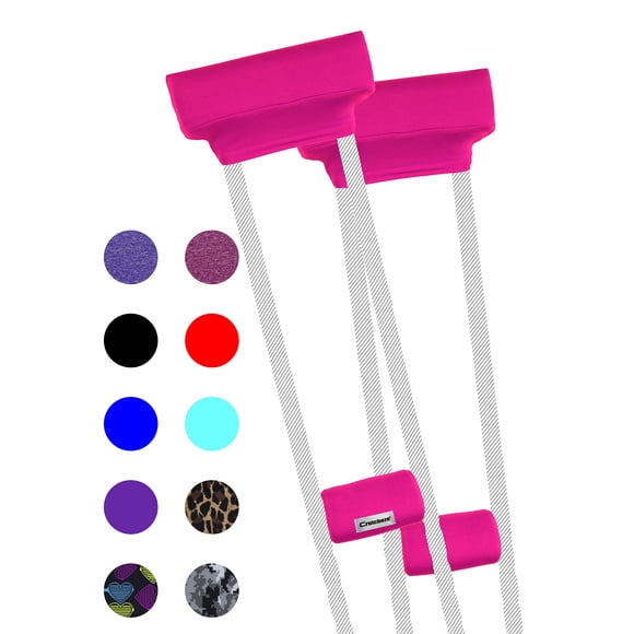 Fundas para muletas y empuñaduras Crutcheze Premium, color rosa intenso