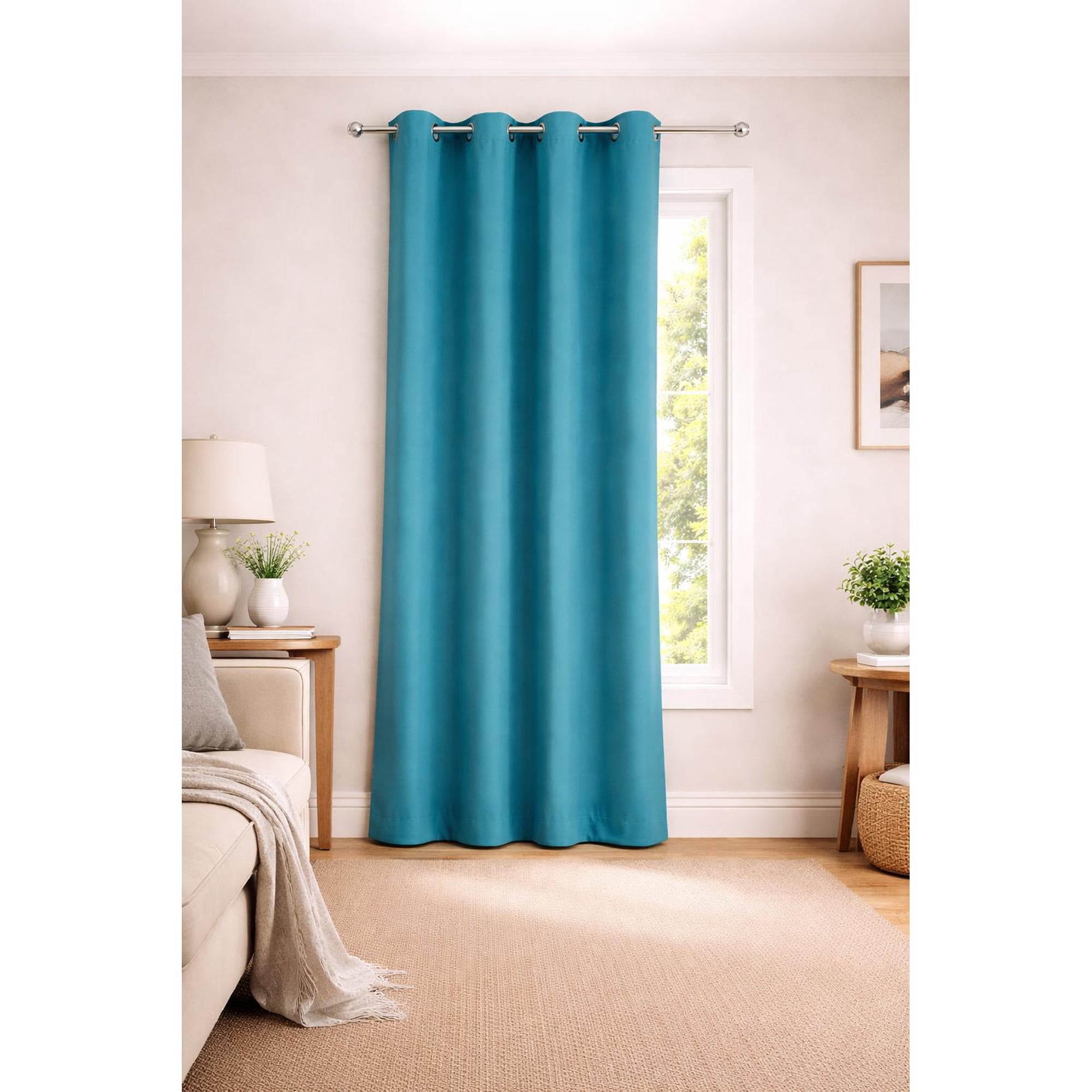 Clems - Cortina 100% Blackout De Tela Engomada 1 Paño Turquesa