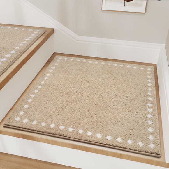 Alfombrillas antideslizantes para escalera tchdio 79x79 cm, lavables, beige