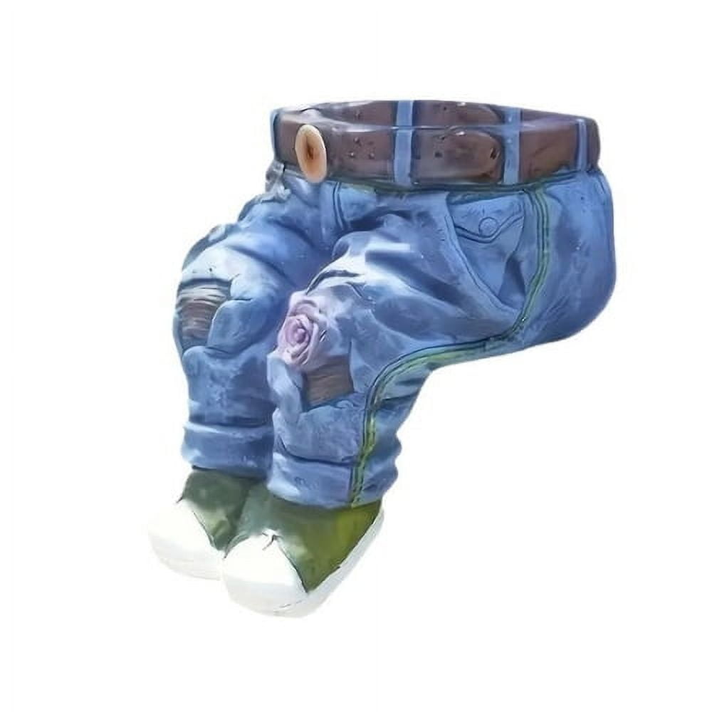 Crusec - Maceta Decorativa Pantalones Jeans Flores Adorno Jardín