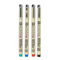 Set De 4 Plumas Sakura Pigma Micron 02 Colores Negro, Rojo, Azul Y Verde