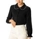 thumbnail image 2 of INSPIRE CHIC Camisas de trabajo con botones y cuello Peter Pan con volantes dulces para mujeres de regreso a clases S Negro, 2 of 8