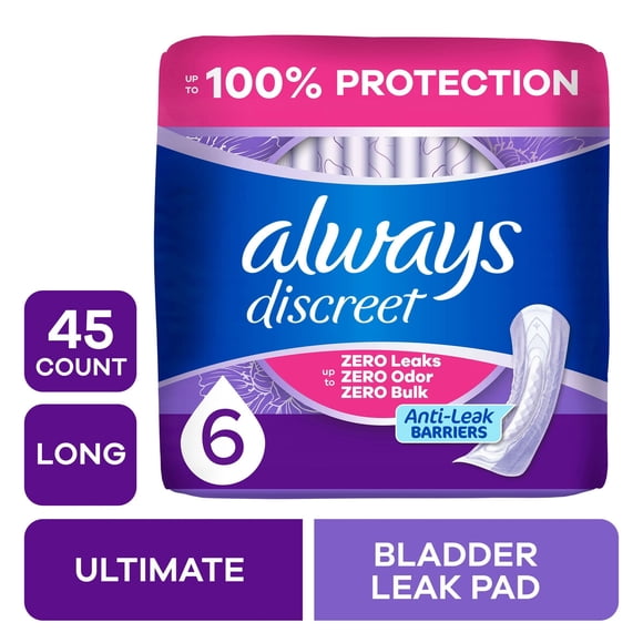 Toallas Always Discreet Incontinencia Extra Pesada 45 un Largas