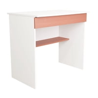 Fm Furniture - Escritorio Con 1 Cajon 73X80X49,8 Cm Blanco Y Salmon