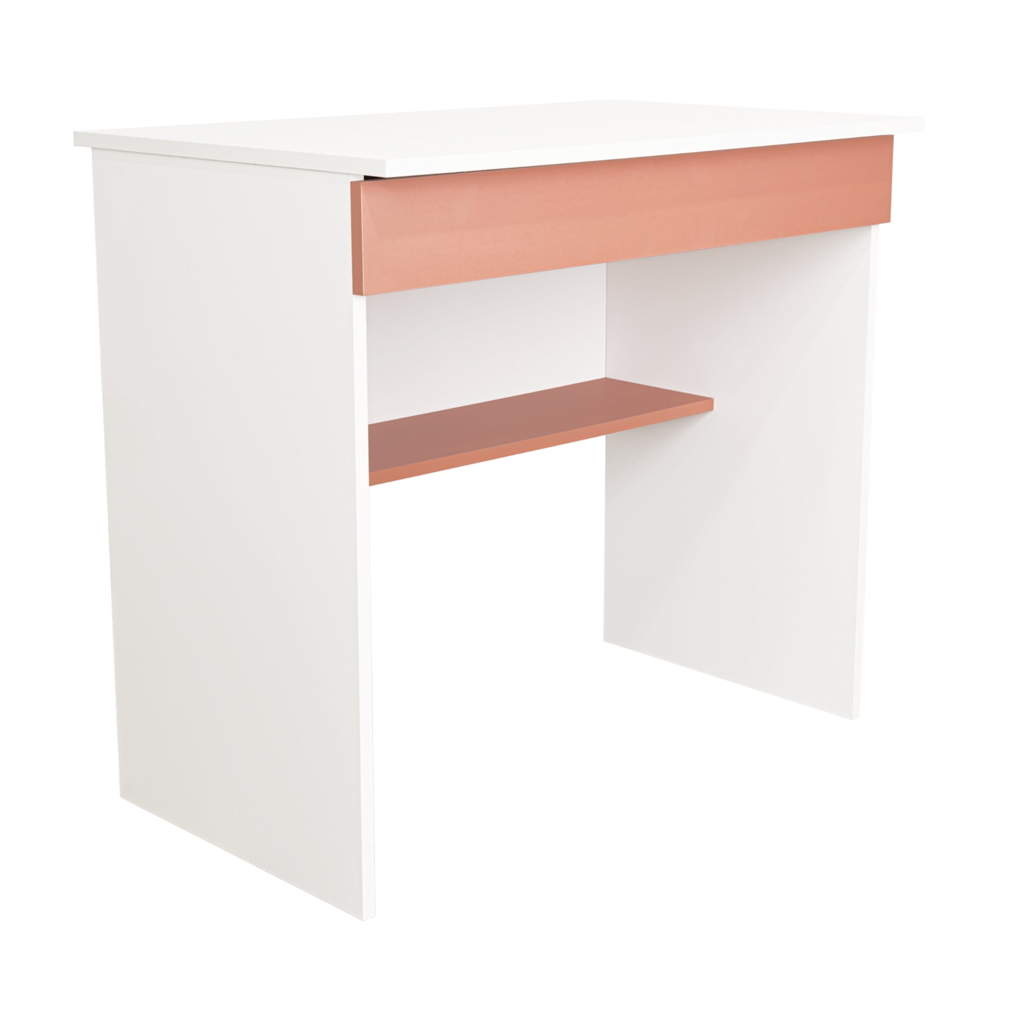 Fm Furniture - Escritorio Con 1 Cajon 73x80x49,8 Cm Blanco Y Salmon