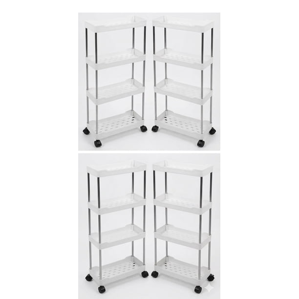 Carrito Organizador Pack X2 Multiuso 4 Niveles Con Ruedas Estante Organizador Multiuso Para Cocina Baño Repisa FIGOIMPORT