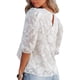 thumbnail image 5 of Camisa Holgada De Gasa Con Mangas Abullonadas Y Textura Floral (blanca), Duradera, 5 of 6
