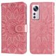 thumbnail image 1 of Funda tipo cartera FOXDOCK para Xiaomi 12 , diseño girasol en relieve, cuero PU, cierre magnético, soporte y tarjetero, 1 of 5