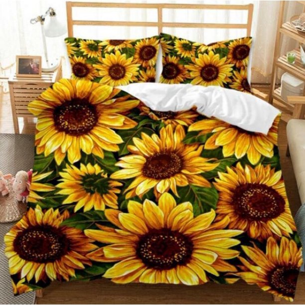 Sunflower Flowers Gift BP0 Quilt Duvet Cover Set Kids Bedding3-Piece Bedding Set