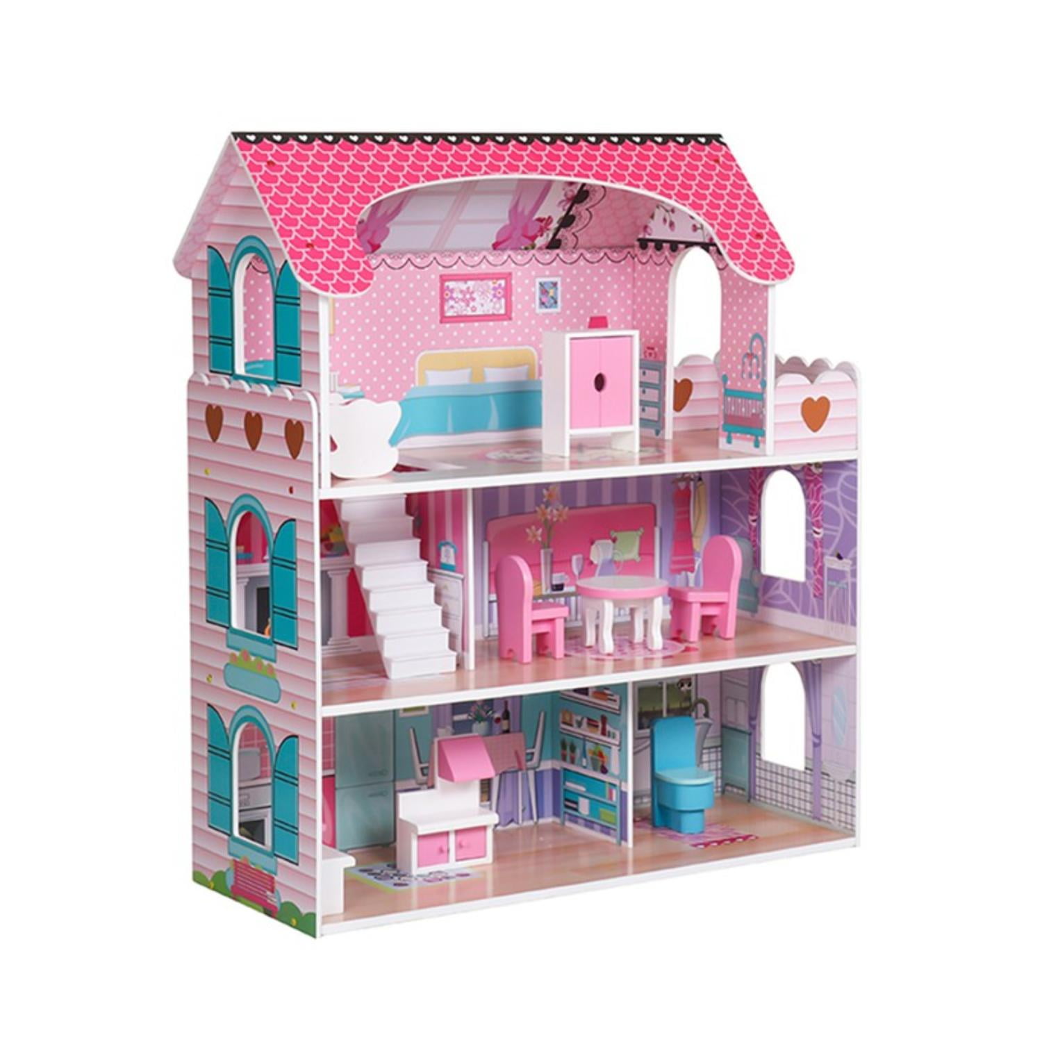 Genérico - Juguete Casa De Muñecas Con Accesorios 70x62x27cm Rosado