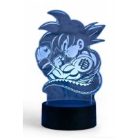 Lampara Ilusion 3D Goku Y Cola De Dragón De 7 Colores, Base Touch