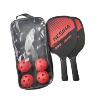 Ioensy - Juego De Palas De Pickleball, Raquetas De Madera Con 4 Bolas, Bolsa De Transporte Para Adultos Y Mujeres, Color Rojo