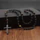 thumbnail image 1 of Hot Sale: 8mm Black Volcanic Rock, 10mm Yellow Tiger Eye, and Religious Cross Necklace - A Stylish Accessory!, 1 of 4