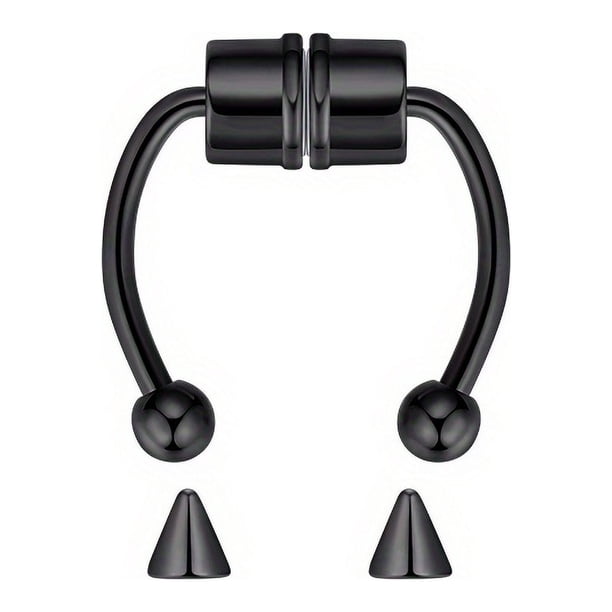 Stainless Steel Magnetic Nose Ring for Men - Strong and Comfortable Nasal Septum Clamp with Perforation for Jewelry Enthusiasts
