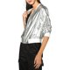 thumbnail image 4 of INSPIRE CHIC Chaqueta Bomber Casual para Mujer con Cuello Alto, Cremallera Metálica y Largo Recortado S Plata, 4 of 8